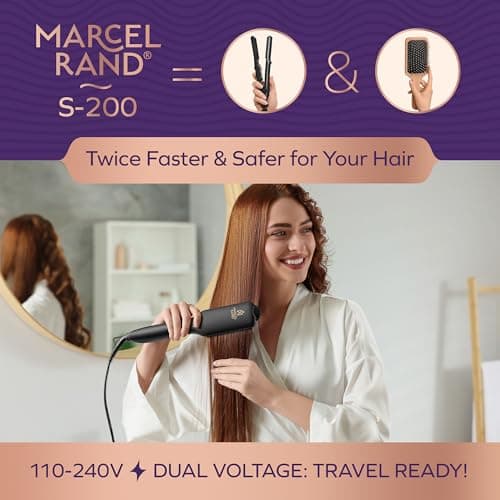 Professional Dual Voltage Hair Straightener Brush, Anti-Frizz Straightening Comb for Women