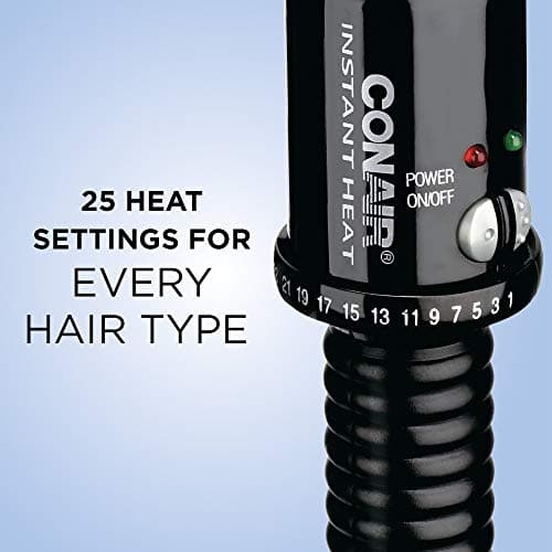 CONAIR Instant Heat Curling Iron Brush, 1.125-Inch Barrel - Short to Medium Hair