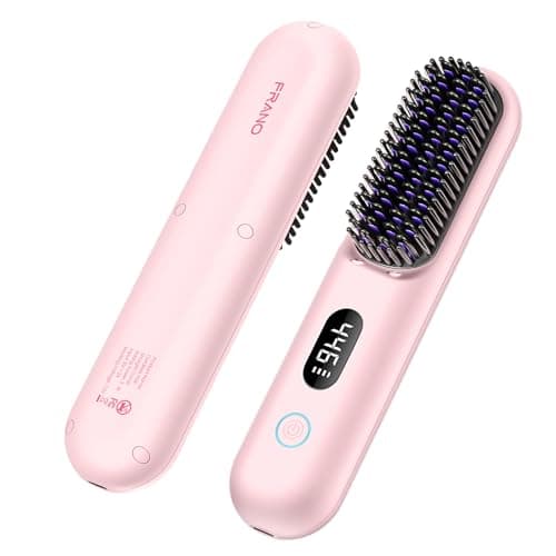 Portable Ionic Hot Comb with 9 Temp Settings, Rechargeable Straightening Brush, Gifts for Women