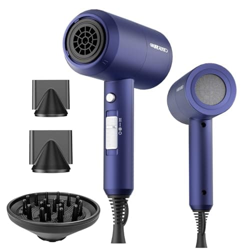 SHRATE Lightweight Ionic 1800W Hair Dryer with Diffuser - Fast & Quiet for Travel & Styling