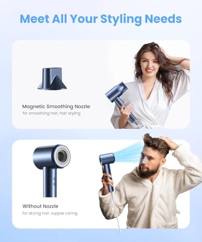 Professional Ionic Hair Dryer, Fast Drying 150,000 RPM Motor, 5 Temps/3 Speeds