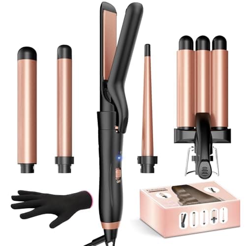 5-in-1 Curling Iron Set with Thermal Brush & 3 Barrel Irons (0.35" - 1.25")