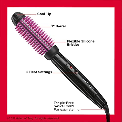 REVLON Heated Hair Brush | Fast Volume & Smooth Styles (Black/Pink)