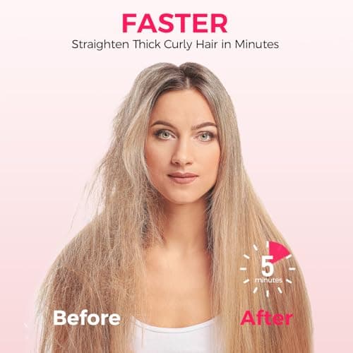 Portable Ionic Hot Comb with 9 Temp Settings, Rechargeable Straightening Brush, Gifts for Women