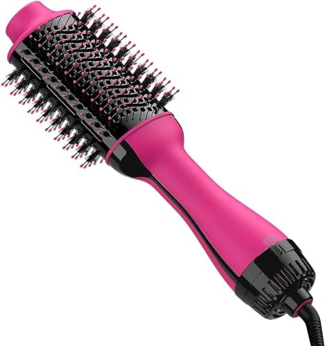 4-in-1 Hair Dryer Brush Straightener with Negative Ion Ceramic Barrel Anti-Frizz