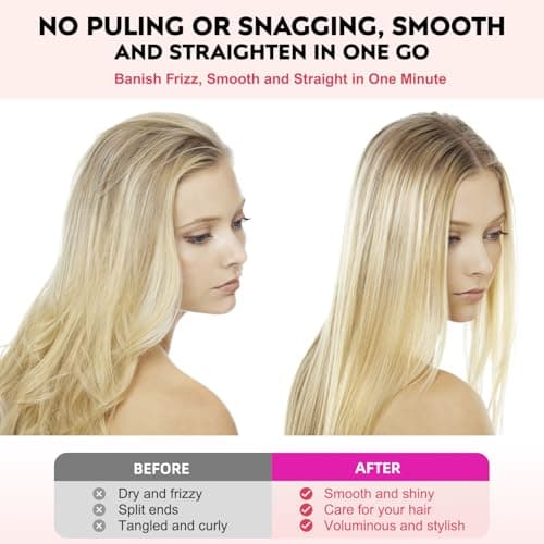 ABLEGRID Portable Hair Straightener Brush with 5 Temps and Anti Scald Support