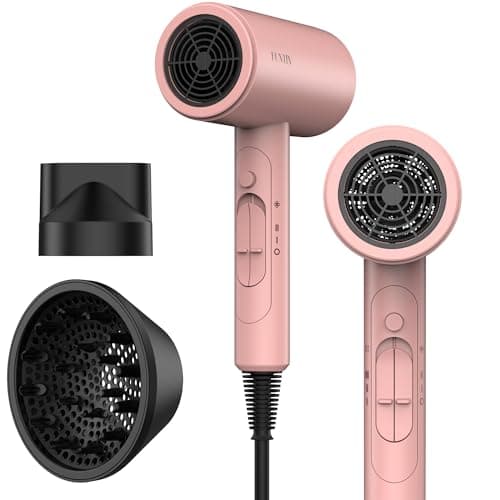 Funtin 1800w Professional Hair Dryer with Diffuser Brush for Women's Thick Curly Hair