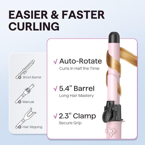 Wavytalk 1 Inch Automatic Curling Iron, 430℉ Pale Pink