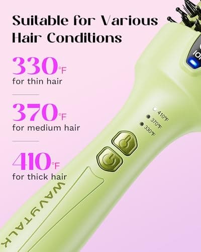 WavyTalk 1.5 Inch Ionic Heated Round Brush for Smooth Blowouts and Shine (Green)