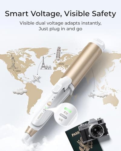Dual-Voltage 110V-240V 1.5" Ceramic Curling Iron for Women - Europe Travel