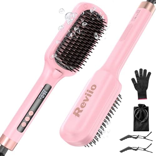 Black Global Voltage Hair Straightening Brush 30s Fast Heat Anti-Frizz Anti-Scald 16 Temp Modes