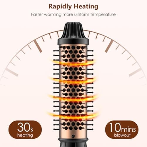 Rose Gold 1.5 Inch Detachable Ion Ceramic Thermal Hair Brush for Straightening & Curling