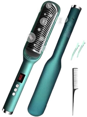 Professional Hair Straightener Brush with Negative Ions & LED Display