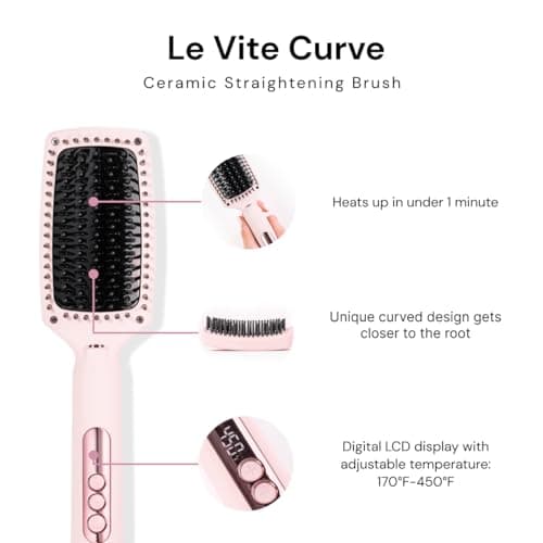 L'ANGE HAIR Blush Heated Straightener Brush for Smooth, Frizz-Free Hair