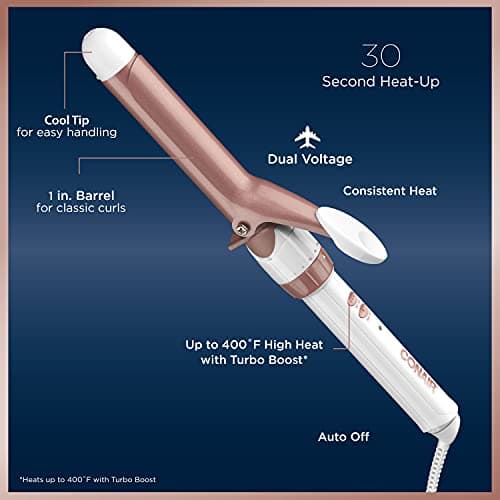 CONAIR Double Ceramic 1-Inch Curling Iron Classic Curls Short to Long Hair