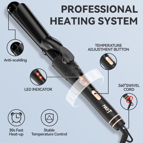 MAX-T 5-in-1 Curling Iron Set with Dual Voltage Wand & Travel Bag