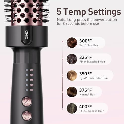 Rose Gold 1.5 Inch Ceramic Ionic Hair Curling Iron with 5 Temp Settings