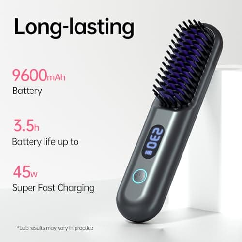 Portable 9600mAh Cordless Hair Straightener Brush