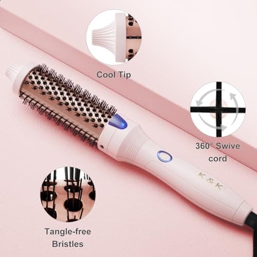 K&K 1.25 Inch Tourmaline Ionic Hot Brush for Loose & Volume Curls