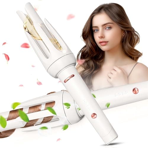 Automatic Hair Curler with 4 Temp & 3 Timer, Anti-Scald, Anti-Tangle, Pink