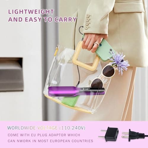 DORISILK Plasma Hair Straightener, 500 Degree Ceramic, 2-in-1 Straightener & Curler (Purple)