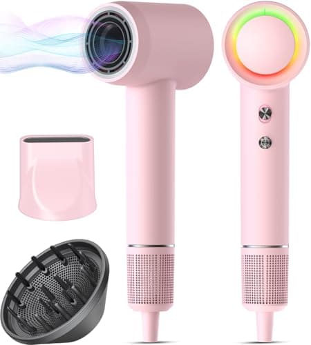 Professional 160k RPM Negative Ionic Hair Dryer, Fast & Quiet with Magnetic Diffuser, Gray