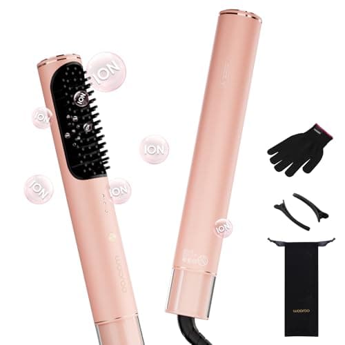 Ionic Ceramic Hair Straightener Brush, Anti-Scald Fast Heating for Women
