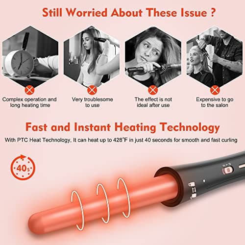 USHOW 6 in 1 Curling Wand Set - Instant Heat Ceramic Curling Iron with Gloves