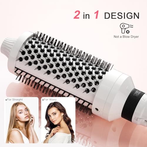 K&K 3-in-1 Thermal Brush Set: Ceramic Hot Brush & Curling Wand for All Hair Types
