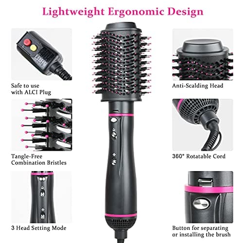 Professional Ceramic Coating Hair Dryer Brush with Negative Ion for Styling