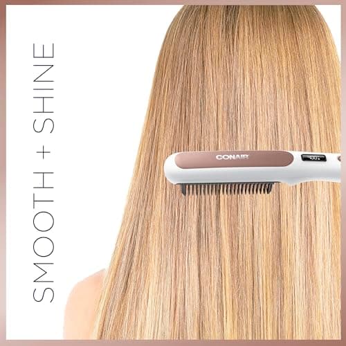 CONAIR Double Ceramic Heat Straightening Brush for Smooth Shiny Hair