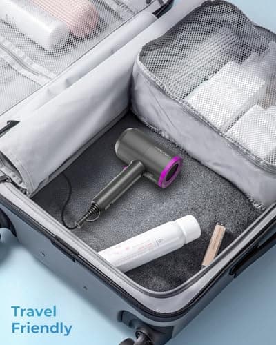 SHRATE Lightweight Ionic 1800W Hair Dryer with Diffuser - Fast & Quiet for Travel & Styling