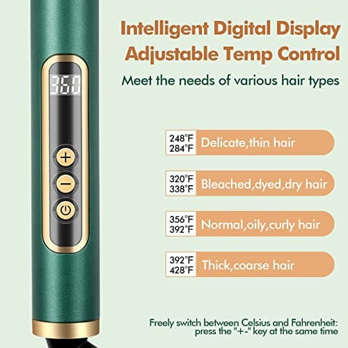 Yinhua 5-in-1 Curling Iron Set with Ceramic Barrels & Brush, 30S Heat Up