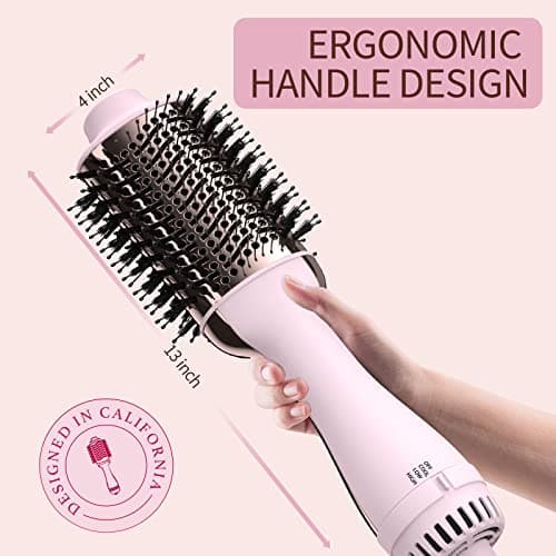 4-in-1 Hair Dryer Brush Straightener with Negative Ion Ceramic Barrel Anti-Frizz