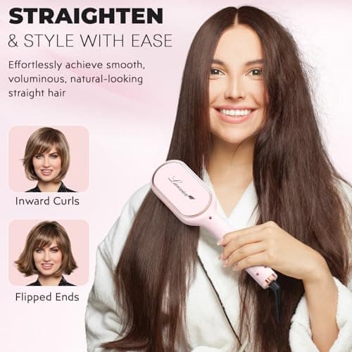 LANVIER Ionic Infrared Hair Straightener Brush, 32 Temps, All Hair Types