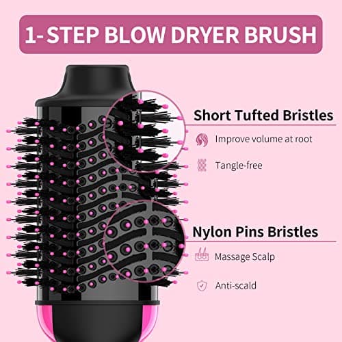 4 in 1 Hair Dryer, Styler, Volumizer & Straightener with Negative Ion & CeramicTitanium Barrel