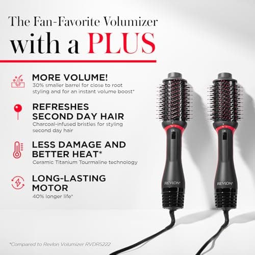 REVLON One-Step Volumizer Plus Hair Dryer, Salon Style, Black