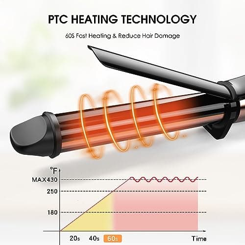 Nicebay 1 Inch Ceramic Coating Curling Iron, Fast Heat to 430°F, LED Temp Display, Worldwide Voltage, Auto-Off