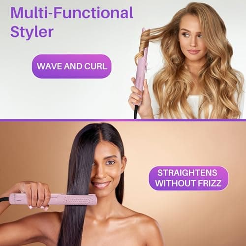 Asani 360° Airflow Styler - 2-in-1 Curling Wand & Hair Straightener for All Hair (White)