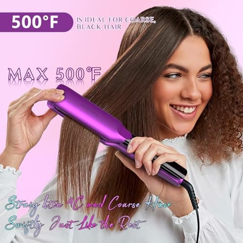 DORISILK Plasma Hair Straightener, 500 Degree Ceramic, 2-in-1 Straightener & Curler (Purple)