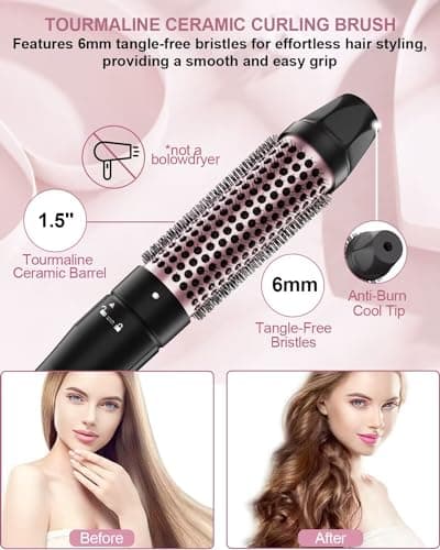 6 in 1 Curling Iron Set: 1.5in Wand, 1in Bubble Wand, 3 Ceramic Barrels, Instant Heat & Gloves (0.35"-1.25")