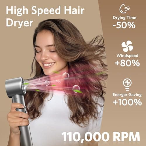 Jolitoi 110,000 RPM Air Styler, 6-in-1 Hair Dryer Brush