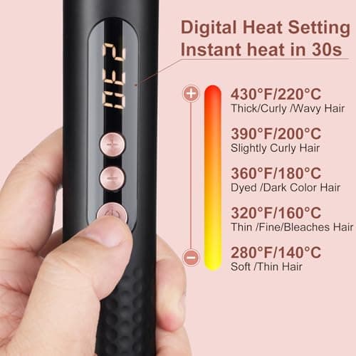 5-in-1 Curling Iron Set with Thermal Brush & 4 Ceramic Wand Sizes 0.5"-1.25", Fast Heating, Dual Voltage, Includes Glove