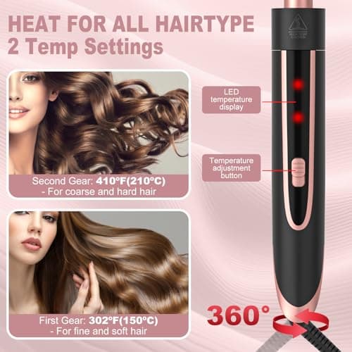 Curling Iron Set with Hair Straightener, Brush & Interchangeable Wands for Users