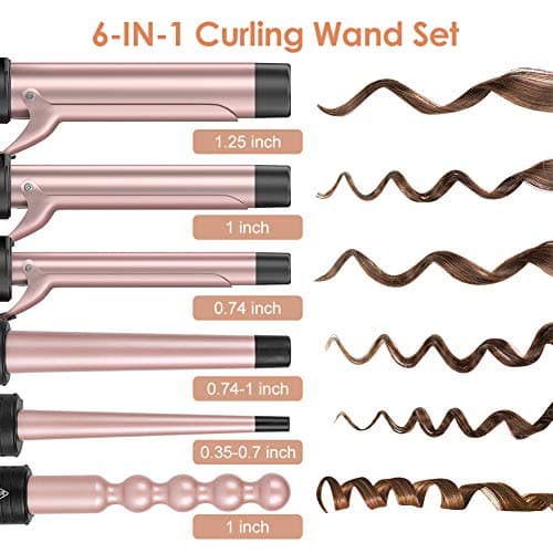 Professional 6-in-1 Curling Iron with 6 Barrels & 2 Heat Settings