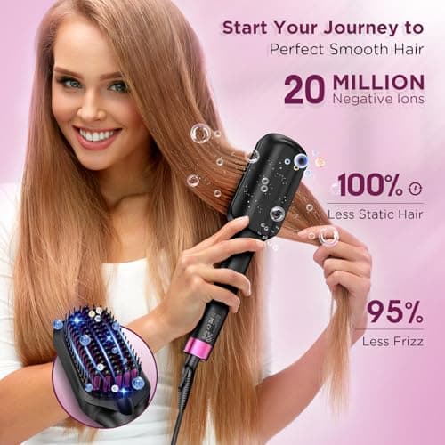 Black Global Voltage Hair Straightening Brush 30s Fast Heat Anti-Frizz Anti-Scald 16 Temp Modes