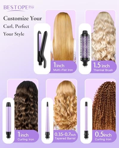 5-in-1 Curling Iron Set with Thermal Brush & 3 Ceramic Irons (0.35" - 1")
