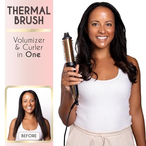 ELLA BELLA Negative ION Plasma Heated Round Brush • Volumizer & Curler • Fast HeatUp • Dual Voltage
