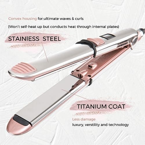 Titanium Ionic 2-in-1 Flat Iron, Fast Heating, Dual Voltage, Pink