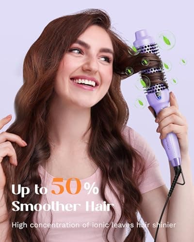 Lavender Purple Wavytalk Thermal Brush for Smooth Blowouts, Frizz Reduction (1.5 Inch)